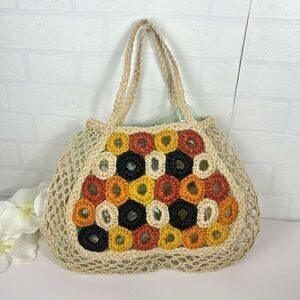 Straw woven beach handbag 14x10 inch